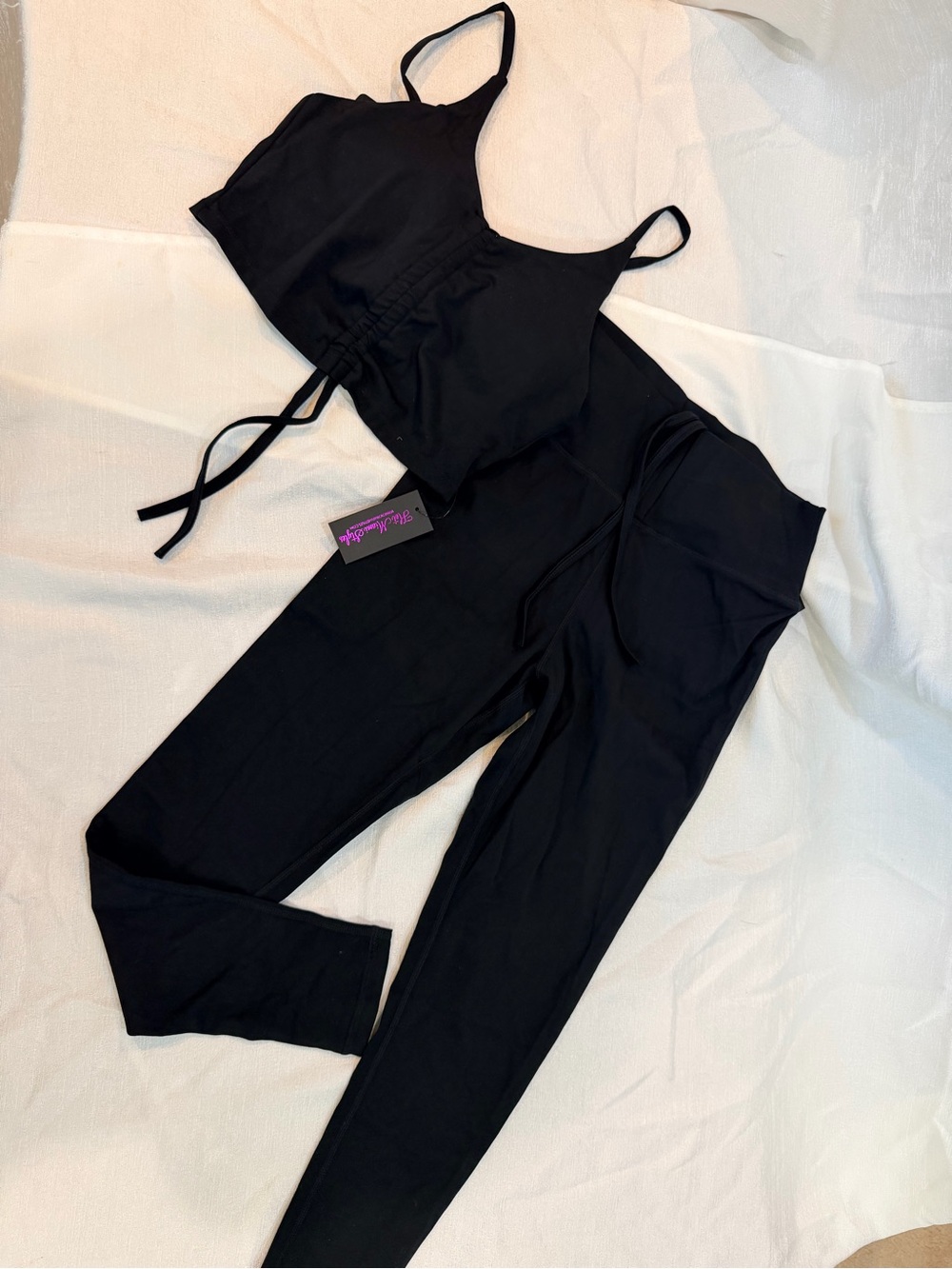Hot Miami Styles Black Two-Piece Jumpsuit Set with Drawstring